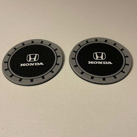 Honda car cup Coasters in black and gray. Set of 2 NWT - Picture 5 of 7